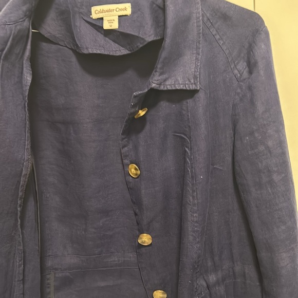 Size 12 women’s Coldwater Creek navy linen top - Picture 3 of 10